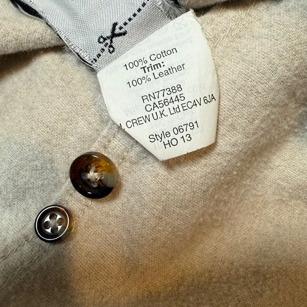 J Crew Mens Tan Button Down Shirt‎ with Suede Leather Elbow Patches Size Medium